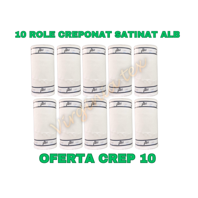 3 role Bumbac Creponat satinat alb 90 ml x 240 cm